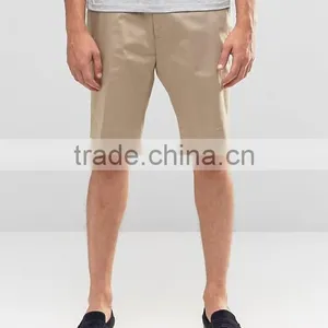 High Quality Latest Custom Three Pockets Men's Khaki Slim Fit 97% Cotton 3% Elastane Stretch Twill Zip Fly Casual Shorts Pant thumbnail-1