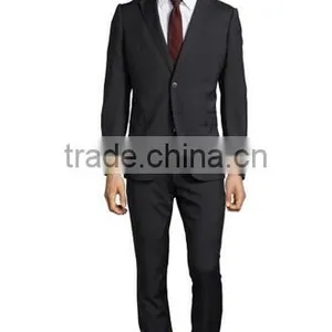 Solid Anthracite Wool 'M Line' 2-Button Suit With Flat Front Pants (SHT1089) thumbnail-1