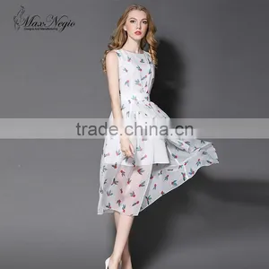 Maxnegio Women Casual One Piece Dress in Floral Print Sexy Slit Maxi Topshop Ruffle Dress thumbnail-1