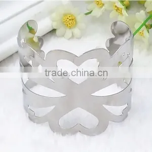 Elegant Metal Floral Bracelet Bangles, Silver Charm Hollow Flower Bangle Vners Jewelry thumbnail-1