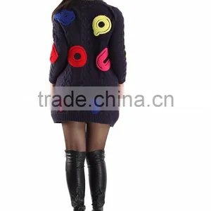 Womens Cute Embroidery Wool Knit Cardigan Sweater Tops Mujer thumbnail-6