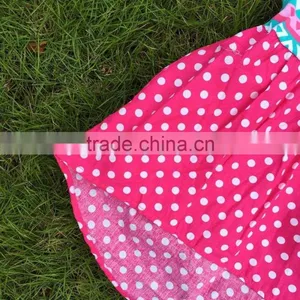 2015 New Girls High Low Dress Kids Aztec Blue Dress Hot Pink White Polka Dot Dress With Necklace and Headband thumbnail-2