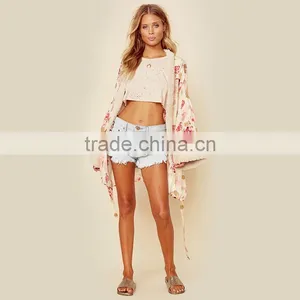 Fall 2018 Shearling Coat Femme Floral Print Robe Women's Kimono thumbnail-2