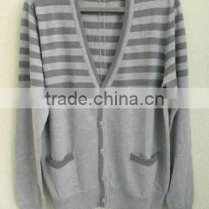 The Deep V Neck Button Stripes Cardigan Casual Men Knitted Sweater Men (Maco Johnston) thumbnail-1