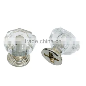 Wholesale Silver Tone Clear Faceted Plastic Jewelry Wooden Box Pull Handle Knobs thumbnail-1