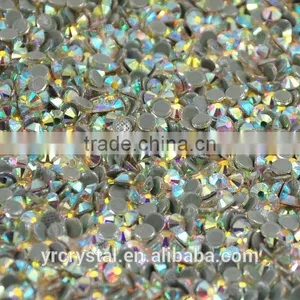 Round Shape AB Color With Silver Foiling Flat Back Rhinestone Hotfix thumbnail-1