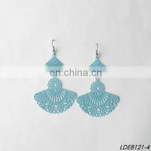 Filigree Earrings Metal Painting Fan Earrings thumbnail-1