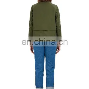 Factory OEM Green Lightweight Ladies Bomer Jacket In Printed Lining thumbnail-6