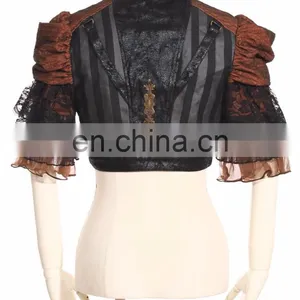 Steampunk Style Crop Top Jacket With Fluonce Layered Sleeves thumbnail-2