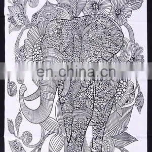 Indian Handmade Ethnic Poster Tapestry Throw Cotton Yoga Mat Elephant Design Meditation Wall Hanging thumbnail-2
