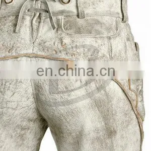 Lederhosen, Kniebund Hosen, Men Ledersosen Trachten Lederhosen Leather Pants With Suspenders(Bavarian Garments) thumbnail-2