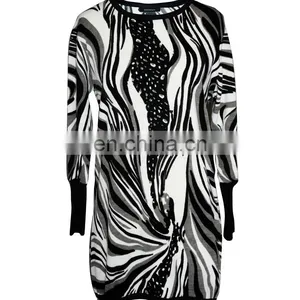 Abstract Paisley Worsted Round Neckine Tunic For Old Women thumbnail-1