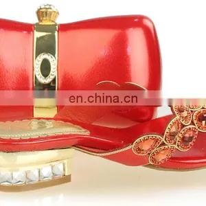 New Arrival Red Bridal Low Heel Wedding Shoes thumbnail-1