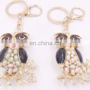 Cute Pearl Owl Keychain Purse Bag Pendant Charm Keyring Key Chain thumbnail-5