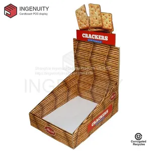 Recycle Cardboard Display Box for Crackers CDU-TRAY-025,Food Display Counter thumbnail-1
