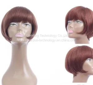 Short Bob Wig With Tail Roll Wig With Bangs thumbnail-3