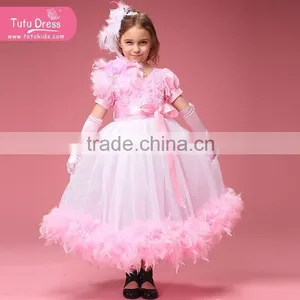 Hot Sale Girl Feather Tutu Dress Pageant Dress Girls Feather Dress thumbnail-3