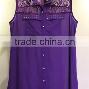 New Fashion Style Sexy Lace Chiffon Ladies Blouse thumbnail-1
