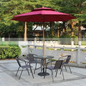 Modern Luxury Outdoor Sets Patio Rattan Furniture Folding Dining Table Set Rattan Table and Chairs Set With Umbrella thumbnail-3