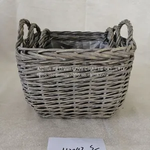 Hot Selling Customize Basket Large Storage Basket Square Shape Willow Basket With Ears thumbnail-1