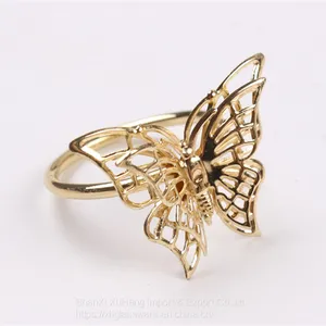 Electroplated Gold Metal Two Layers Butterfly Napkin Rings For Spring Season thumbnail-1