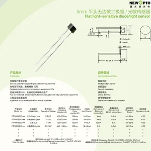 5mm Flat-head Flat-side Light Sensor, Phototransistor, Photodiode, 550nm 850nm for Light Control, Linear Dimming, Security Monitor,signal Tx Rx thumbnail-2