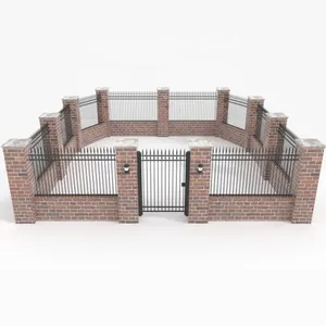 Wholesale 6ftx8ft Garden Black Metal Fences Powder Coated Anti Rust Galvanized Steel Fence Prices thumbnail-6