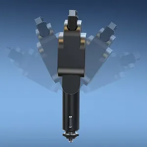 Retractable Car Charger [USB C & L Cable], 4 in 1 Fast Charging Retractable Car Charger Cigarette Adapter thumbnail-2