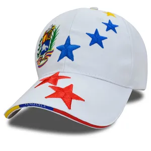 Customized Venezuela National Pride Merch Coat of Arms Star Embroidery Sandwich Visor 6 Panel Baseball Cap Manufacturer thumbnail-2