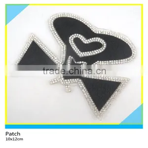 Iron on Glass Rhinestone Applique Hotfix Rhinestone Mix Black Hair Owl Patch 12x13cm thumbnail-4