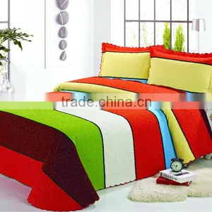 3 Pcs Gorgeous Sanded Quilt Bed Set Stripe Design In Multi Color thumbnail-1
