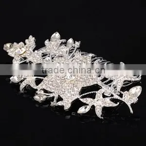 The Bride Wedding Dress Handmade Ornaments Headdress Fashion Exquisite Diamond Crystal Dish Hair Comb thumbnail-2