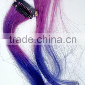 Tie Dye 100% Human Hair Extensions Blue And Purple Color thumbnail-1