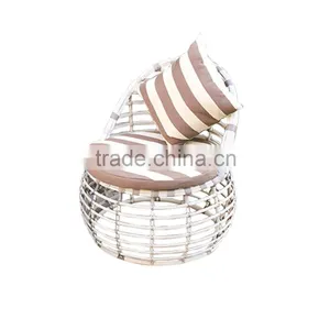 Round Shaped Outdoor Leisure White Soft PE Rattan Material Bali Synthetic Rattan Furniture thumbnail-4