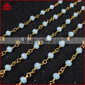 Blue Jade Quartz Chalcedony Stone Beaded Chains For Necklace-Free Shipping thumbnail-6