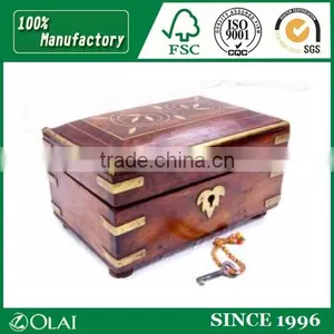 Antique Asian Wooden Perfume Box With Key thumbnail-1