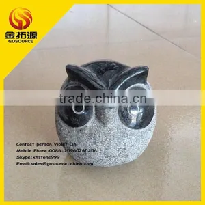 Black Small Carved Stone Figurines Owl thumbnail-1
