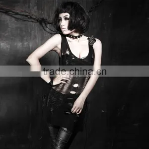 PUNK 2015 Latest Hollow Out Unique Design Knited Gothic Dark Sexy Sweater For Women M-020 thumbnail-1