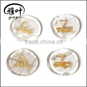 Wholesale Engraved Triangle Symbol Natural Clear Quartz Palm Stone Set thumbnail-1