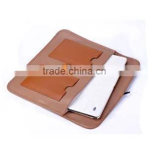 Factory Whole Sale Brown PU Leather 14 Inch Laptop Sleeve thumbnail-5
