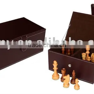 Leather Chess Case for 4" H King Chessmen thumbnail-1