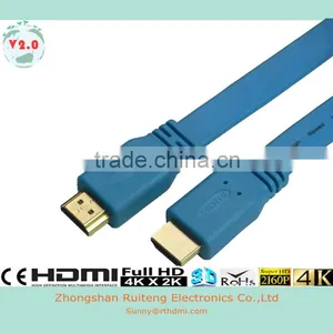 V2.0 Colorful Flat HDMI Cable With Ethernet and Gold Connector Support 3D and 4k thumbnail-3