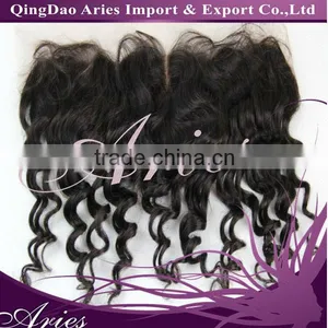 18" Virgin Chinese Hair 13x4 " Lace Frontal Closure Natural Color 1B Loose Wave thumbnail-1