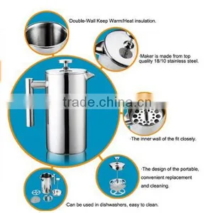 Succinct Unique Stainless Steel French Press Coffee Maker thumbnail-3