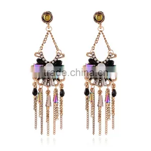 2016 A-bomb Wholesale Fashionable Golden Beaded Tassel Earrings thumbnail-6