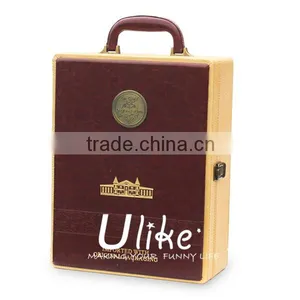 Hot Sell Fashion PU Leather Wine Gift Package With Handle Leather Wine Box Package Dry Red Wine Package thumbnail-1