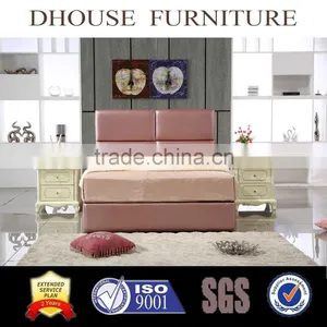 Contemporary Leather Bed High Headboard Design DH216B thumbnail-1