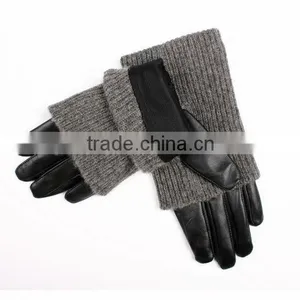 Ladies Chrome Long Black Leather Driving Gloves thumbnail-1