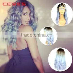 Cheap Raw Two Tone Color Synthetic and Human Hair Mix Lace Front Wig thumbnail-1
