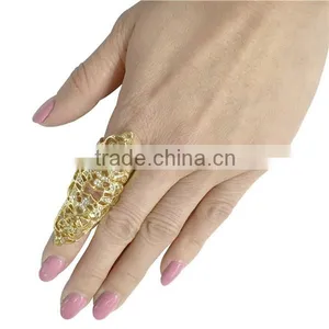 Girls Womens Ring Jewelry Punk Rhinestone Gold Plated Crystal Double Finger Adjustable Knuckle Rings thumbnail-5
